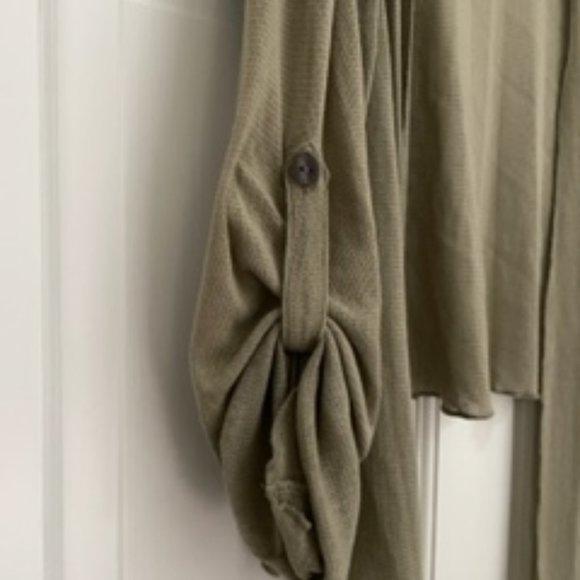 Soft Surroundings Women's Open Front Sheer Cardigan in Olive Size M - Picture 2 of 5